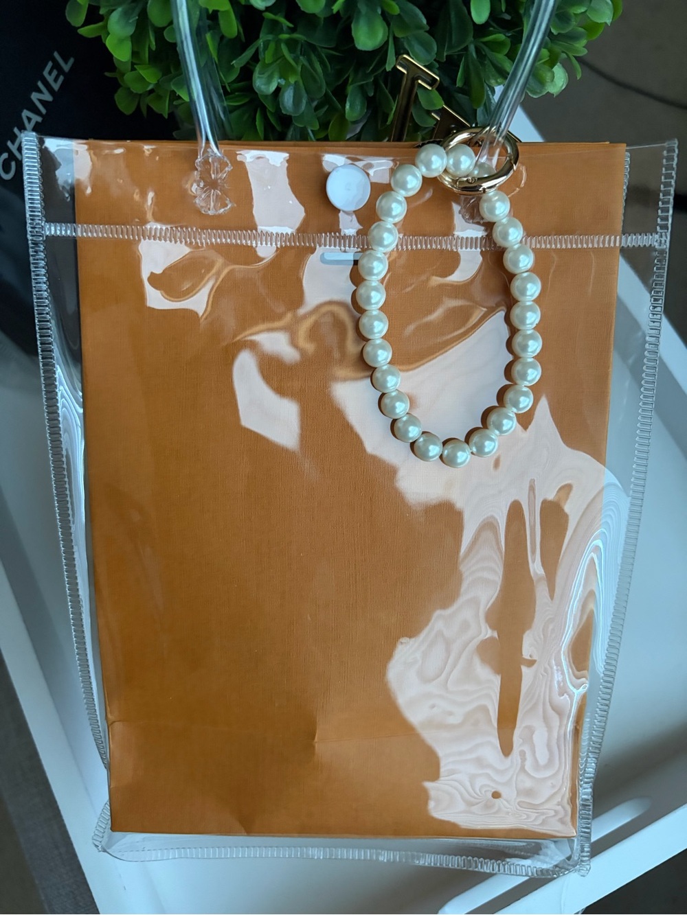 Clear PVC Tote with Brown Insert - Home Storage & Organization